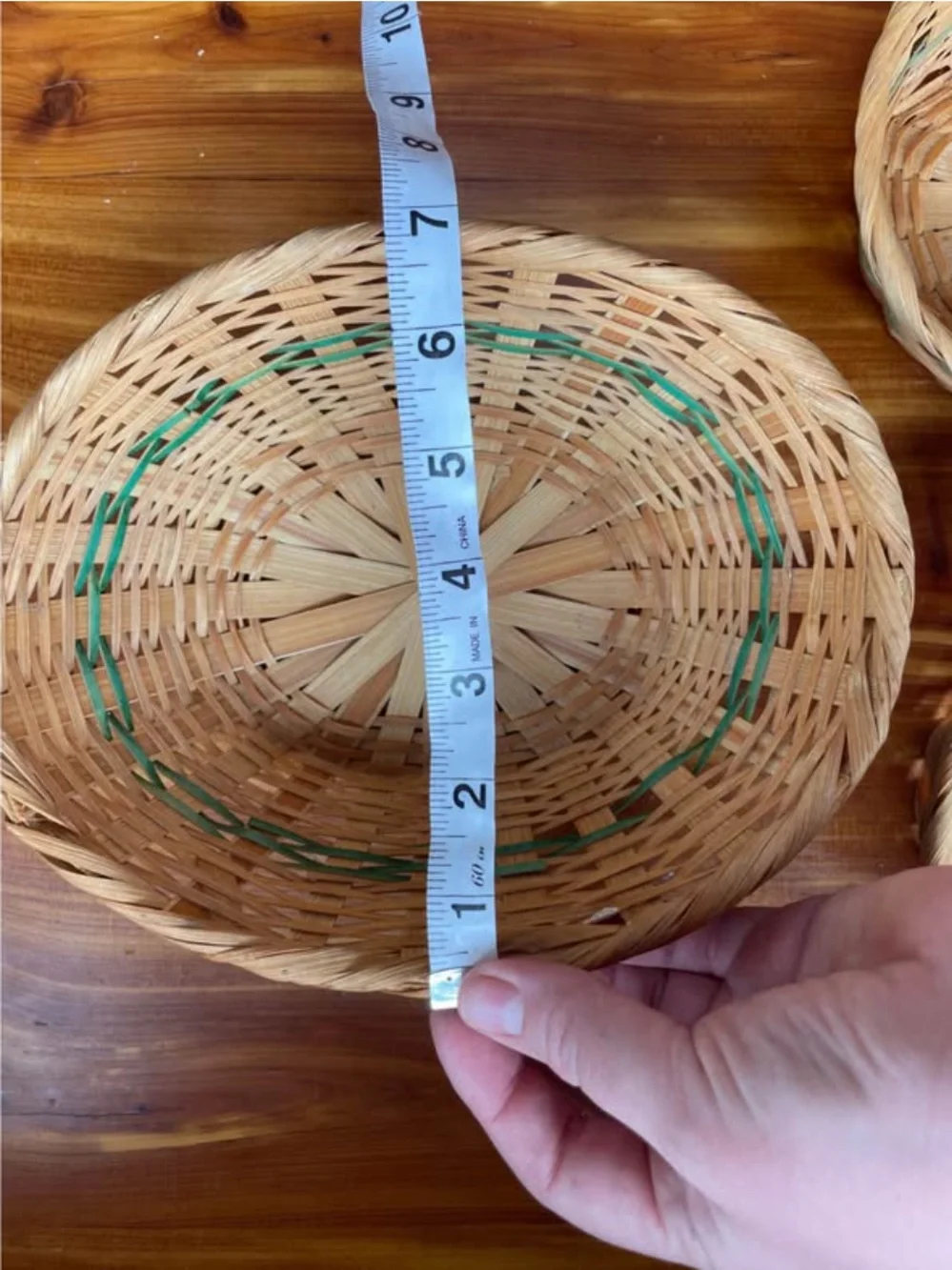 Hand Crafted Natural & Teal Woven Nesting Baskets